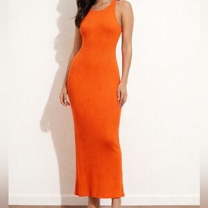 Zara Vibrant Orange Racer Tank Dress